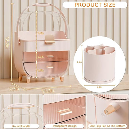 Yieach Pink Makeup Organizer Countertop