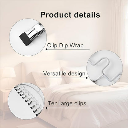 Legging Organizer for Closet,Metal Wave Design Pants Hanger with 10 Clips 7 Hooks, Closet Storage for Pants, Skirts, Hats (White, 4Pack)