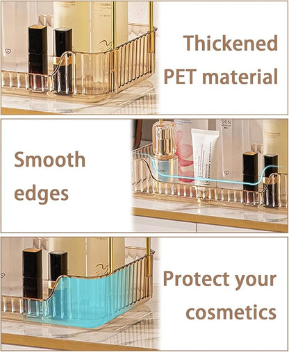 shuang qing 3 Tier Bathroom Counter Organizer Countertop Storage, Cosmetics Skincare Shelf Organizer, Makeup Organizer Perfume for Dresser Vanity Tray, Spice Rack Organizer for Kitchen - Gold