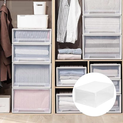 NUOBESTY Plastic Shoe Box Storage Container with Lid Drawer-style Shoe Organizer for Home Closet 33x23x14cm 6pcs