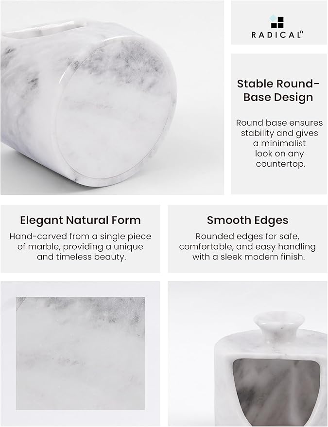Radicaln Marble Salt Cellar 4.5" Inch White Handmade Salt Jar & Table Salt Storage For Kitchen Countertop, Ideal Pig Salt Container, Salts Dish & Sugar Bowl For Table