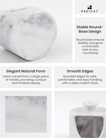 Radicaln Marble Salt Cellar 4.5" Inch White Handmade Salt Jar & Table Salt Storage For Kitchen Countertop, Ideal Pig Salt Container, Salts Dish & Sugar Bowl For Table