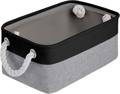 Storage Baskets for Shelves 11.8x7.9x5.2 Inch, Foldable Fabric Storage Bins with Handles, Small Storage Baskets for Organizing Closet, Office, Home Organization (1-Pack, Black&Gray)