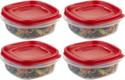 Rubber maid Food Storage Containers, 1.25 Cup Food Storage Containers, 9 Peice Set, Easy Find Lids, 4 Containers, 4 Lids Chalk Pen And Chalk Labels