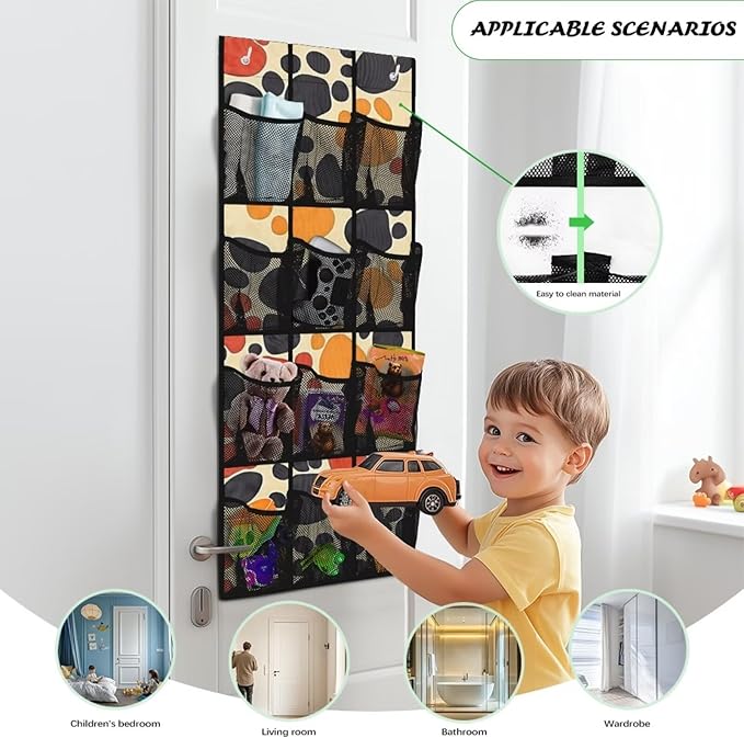 Generic Dog Paws Over Door Storage Organizer Wear-Resistant Over The Door Storage Organizer Laundry Space Saving Hanging Closet Organizer for Small Apartments College Dorm