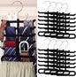 Kathfly 8 Pcs Tie Hanger Organizer, Non-Slip Velvet Closet Rack with 360° Swivel Hook, Space Saving, Holds Ties Belts & Scarves, Durable Multi-Layer Hanger for Closet, Black Flocked