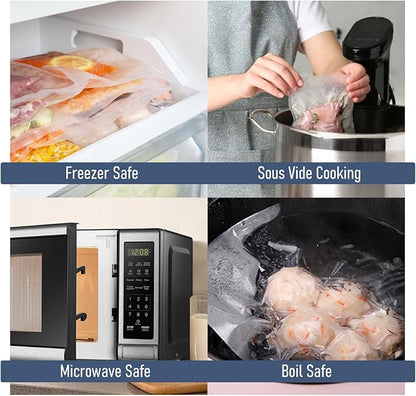 Vacuum Sealer Bags, 100 Quart 8" x 12" and Pint 6" x 10" Commercial Grade Textured Food Sealer Bag, Vacuum Storage Bags for Storage, Meal Prep or Sous Vide
