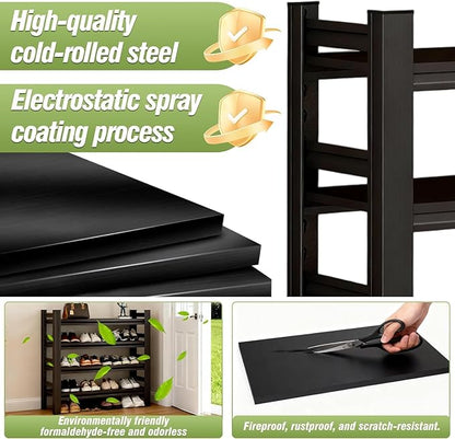 Shoe Rock for Closet,Shoe Rack for Entryway,Freestanding Garage Shoe Shelf, Metal Adjustable Shelves,Easy to Assemble,Suitable for Wardrobes,Entryways,Bedrooms,and Garages (31.5" W x 11.8" D x 54" H)