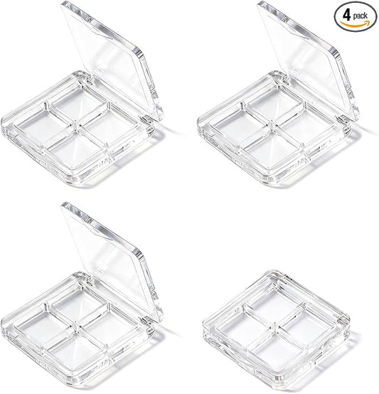 4-Pack Empty Lipstick Palette - 4 Grid Clear Empty Makeup Palette Cases - Highlighters Sample DIY Eyeshadow Powder Blush Lipstick Boxes - Travel Eye Shadow Dispensing Storage Container