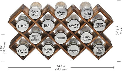 Kamenstein 10 Jar Criss-Cross 2-in-1 Spice Organizer for Countertop or Wall with Spices Included, FREE Spice Refills for 5 Years, Gray Wash Bamboo with Metal Caps