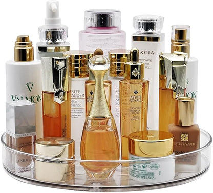 Amolliar 11" Clear Lazy Susan Organizer - 360° Rotating Turntable Organizer for Kitchen, Fridge, Pantry, Countertop, Under Sink & Bathroom, Spice Condiment Organizer Space-Saving Storage Tray 1 Pack