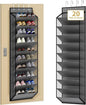 KEEPJOY 10 Tiers Mesh Over Door Shoe Organizer Storage, Hanging Shoe Holder for Door with Large Deep Pockets, Holds 20-30 Pairs of Shoes, Ideal for Sneakers & Boots(Grey)