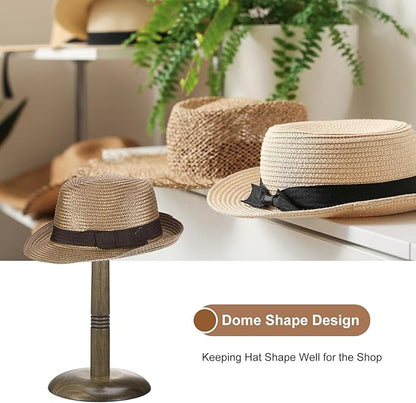 uxcell Hat Rack Stand and Tabletop Wig Display Stand with Dome Design 17 Inch Height for Baseball Caps, Fedora, Wigs, Coffee