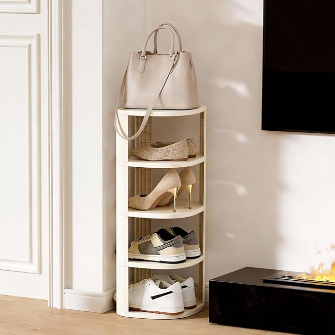UFORU 5 Tier Vertical Shoe Rack,Corner Shoe Organizer for Entryway,Narrow Free Standing Shoe Organizer for Small Spaces,Tall Shoe Rock for Closet,Easy Assembly Shoe Storage Stand