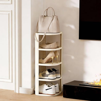 UFORU 5 Tier Vertical Shoe Rack,Corner Shoe Organizer for Entryway,Narrow Free Standing Shoe Organizer for Small Spaces,Tall Shoe Rock for Closet,Easy Assembly Shoe Storage Stand