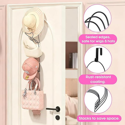 LINFIDITE 10 Pack Baseball Hat Rack Hanger Holder Organizer Multi Hook Wall Mounted Over Door Cap Display Storage Rack Holder Closet Hanging Storage Rack w Hanging Hook Mermaid Tail Black