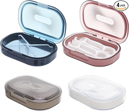 4 Pcs Qtip Holder Hair Tie organizer Small Container Portable Travel Qtips Case Cotton Swab Holder Flosser Dispenser 4 Soft Colors 3.94 x 2.76 Inch