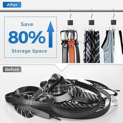 Belt Hanger, Belt Organizer for Closet 360° Rotatable Max 24 Belt Storage Space Saving Closet Organizers and Storage for Belt, Bra, Tank Top, Tie, Scarf, Purse 1Pcs