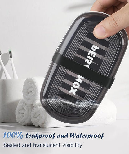 Doter Leakproof Travel Soap Dish with Lid - Draining Soap Bar Holder for Bathroom, Shower, Gym, School, Camping, Vacation, Outdoor
