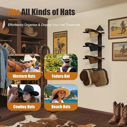 Cowboy Hat Rack -Cowboy hat holder for wall With Heavy- Organize and Display Your Hats with Ease, Wall Mounted Hat Hanger Western Decor for Cowboy Hats- Ideal Western Decor(2pcs)