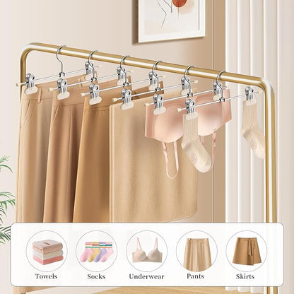 Pants Hangers with Wide Clips 30 Pack Adjustable Skirt Hangers for Women Non-Slip Clothes Hanger for Pants Heavy Duty Space Saving Trousers Hanger for Jeans,Shorts Ivory,12Inch
