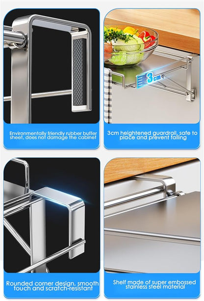Cabinet Door Organizer – Foldable Storage Hanger with Stainless Steel Frame | Compact Adjustable Organizer Space Saving Design for Cabinet Door Home Kitchen Bathroom Shelving