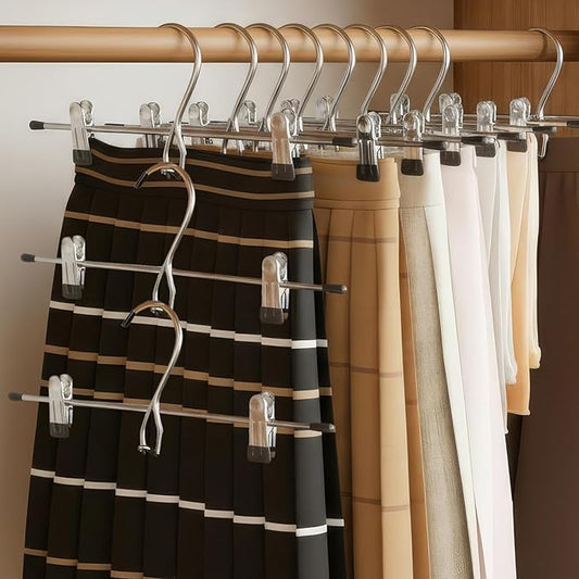 Pants Hangers with Clips, 20 Pack Stackable Skirts Hanger Space Saving, Hanging Closet Organizer and Storage for College Dorm Apartment
