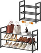 Roylvan 3-Tire Expandable Shoe Rack for Closet, 17"-31" Adjustable Free Standing Shoe Shelf Storage Fits 6-12 Pairs Shoes, Heavy Duty Reinforced Metal Shoes Organizer for Entryway Doorway Dorm