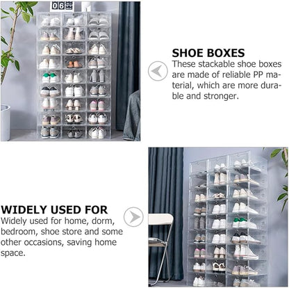 4pcs Stackable Shoe Storage Boxes with Thickened Foldable Drawers, 33X24X14Cm Organizer for Cabinets and Closet Sneaker Storage