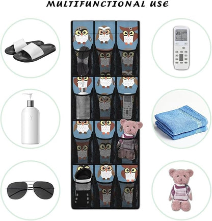 Owl Design Over The Door Shoe Organizer,Hanging Shoe Organizer for Door with 12 Mesh Pockets,Breathable Organizer Storage Bag,Shoe Rack for Door Sneaker Hanger Boot Storage