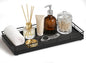 Bathroom Vanity Tray for Countertop, 12" x 6" Oak Wood Toilet Tank Tray with Metal Guardrail, Bathroom Organizer for Soap, Perfume & Skincare, Non-Slip Decorative Tray for Dresser & Vanity, Black