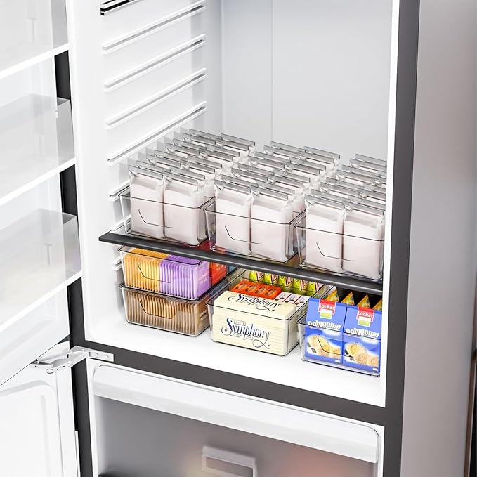 Stackable 2 Pack Snack Organizer for Pantry Shelf,Clear Pantry Organizers and Storage Bins for Fridge,Office,Cupboard,Plastic Pantry Snack Organizer For Breast Milk,Tea Bag,Food Storage Containers