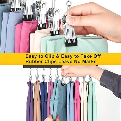 Legging Organizer for Closet, Pants Hangers with Clips Holds 20 Leggings, Jeans, Hats, Shorts, Socks, 360° Rotating Space Saving Hanging Clothes Organizer for Closet Organizers and Storage 4Pcs
