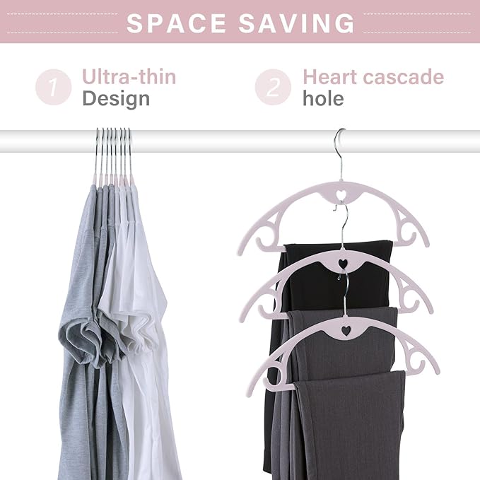 Velvet Hangers 50 Pack: Felt Clothes Hangers Heavy Duty Shirt Sweater Hangers No Shoulder Bump Non Slip Slim Thin Coat Hangers for Closet - Pink Multi