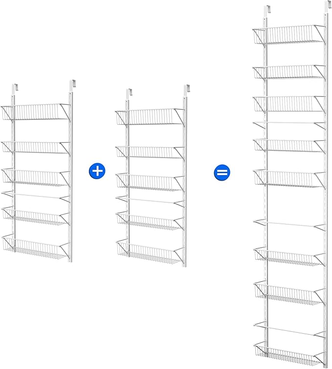 Home-Complete Pantry Over The Door Spice and Jar Rack Organizer - Great Storage Space for Cabinets and Kitchen - Wall Mounted 8 Tier Shelves