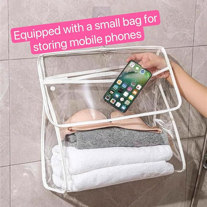 Transparent Bathroom Hanging Clothes Bag Dorm Supplies Dorm Room Essentials Waterproof Shower Storage Organizer (Black,Upgraded version)