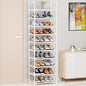 10-Tier Tall Shoe Rack for Closet, Entryway, Adjustable Sturdy Durable Shoe Shelf,Narrow Shoe Stand Organizer (18" W×10" D×72.8" H,White)