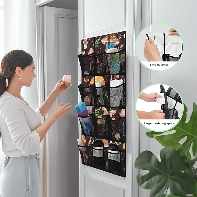 Generic Colorful Mushroom Over The Door Organizer Large-Capacity Design Over Door Hanging Bag Shoe Rack Hanger Closet Storage Organizer Good Organizing Items for College Students Women