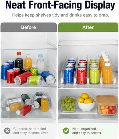 Can and Bottle Sliding Organizer Tray,Front-Fridge Self-Feed Beverage Rack for Kitchen,Pantry,Convenience Store,Retail Shelves(75-410 mm)