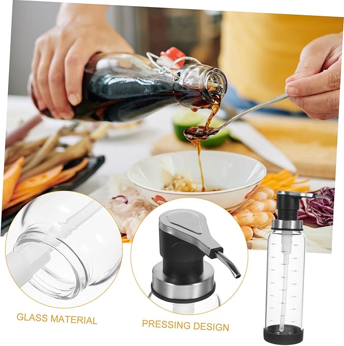 Transparent Syrup Pump Dispenser Bottle Capacity Kitchen Jam Honey and Ketchup Pumping Jar with Pump Lid for Easy Dispensing