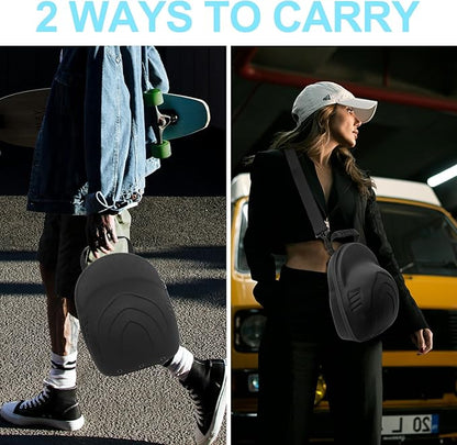 Hat Travel Case for Baseball Caps,Hard Hat Carrier Storage Case with 1 Pack Black Baseball Cap and Adjustable Shoulder Strap, Hat Organizer Holder Bag for 6 Baseball Caps for Men and Women - Black