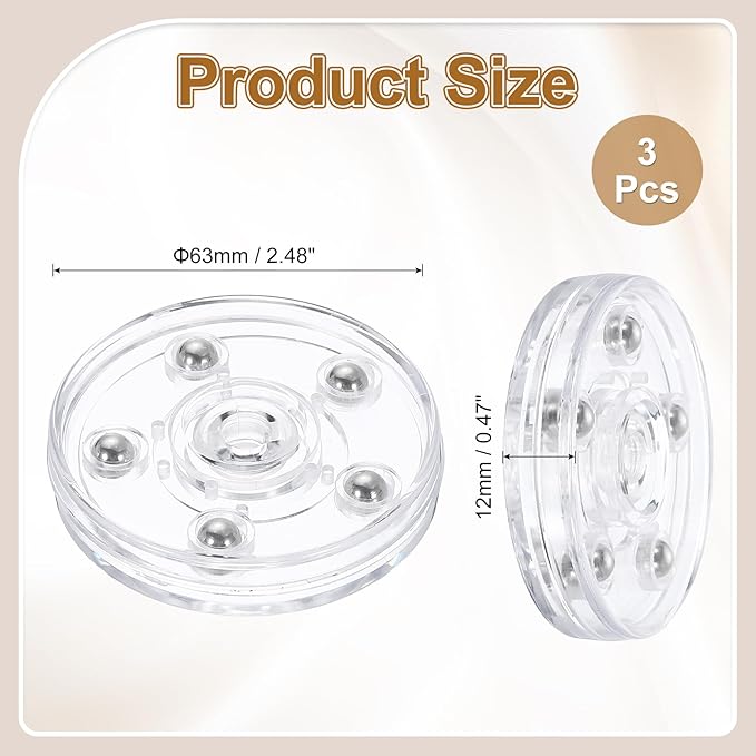 uxcell 3Pack Acrylic Lazy Susan Turntable, 2.5" Spinner Lazy Susan Turntable Organizer, Acrylic Ball Bearing Rotating Tray for Pantry Spice Rack Decorating, Clear