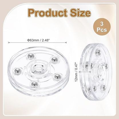 uxcell 3Pack Acrylic Lazy Susan Turntable, 2.5" Spinner Lazy Susan Turntable Organizer, Acrylic Ball Bearing Rotating Tray for Pantry Spice Rack Decorating, Clear