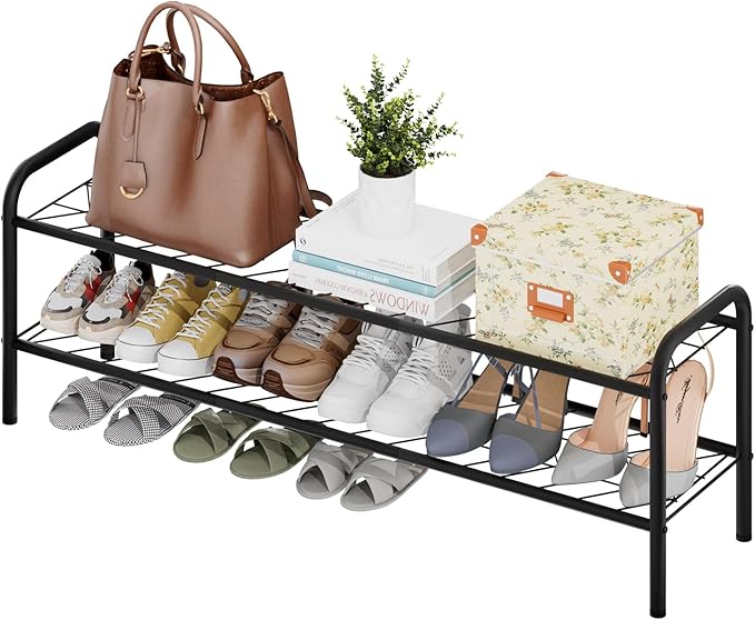 viewcare 2-Tier Shoe Rack for Closet, Extra Long Shoe Rack for Entryway & Garage, Sturdy Metal Construction, Shoe Organizer Holds 9-13 Pairs