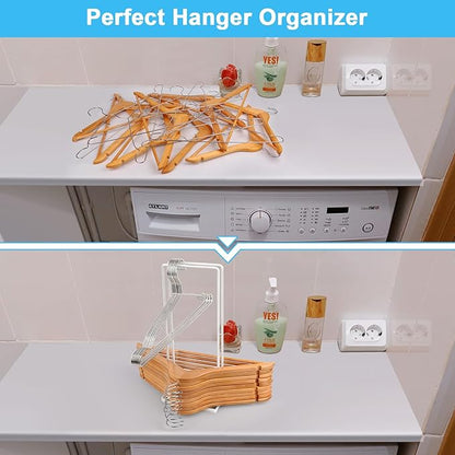 Hanger Holder Stand Clothes Hanger Organizer for Home Organization, Hangers Stackers RV Rack Stand Caddy for Velvet Felt Plastic Coat Hangers Adult Kids Pant Hangars Dorm Room Essentials, 2 Pack White