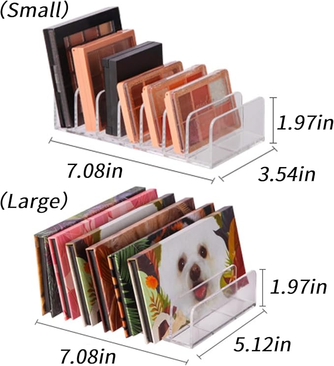 2-Pack Clear Cosmetic Organizers for Makeup Storage - Stackable Eyeshadow Palette Organizer Trays, Countertop & Drawer Makeup Organizer for Bathroom Vanity, Sunglasses