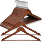 TOPIA HANGER Wooden Hangers 30 Pack, Space Saving Coat Hanger with 360° Swivel Cascading Loop Hook, Non Slip Pants Bar and Shoulder Notches for Camisole, Jacket, Suit (Walnut) -CT74WA30