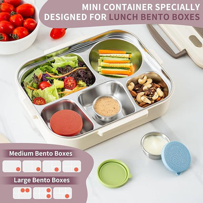 SANEXC 8 Pack - 1.6 Oz Small Salad Dressing Containers To Go, Leakproof Condiment Containers with Lids Reusable Stainless Steel Sauce Cups for Lunch Boxes Kitchen Storage Picnics Travel Meal Prep