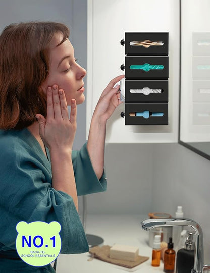 Qtip Holder for Bathroom Wall Organizer – Bathroom Decor, Dorm Room Essential, Small Q-tip Dispenser for Cotton Swabs, Balls, Pads, Floss Picks – Office Storage, Vanity Makeup Organizer(6 Pcs)