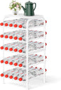 Water Bottle Organizer 5 Tier Free Standing Water Bottle Storage Rack Metal Water Bottle Rack Shelf Large Capacity Bottled Water Holder Beverage Soda Drink Stand for Kitchen Pantry Office,White